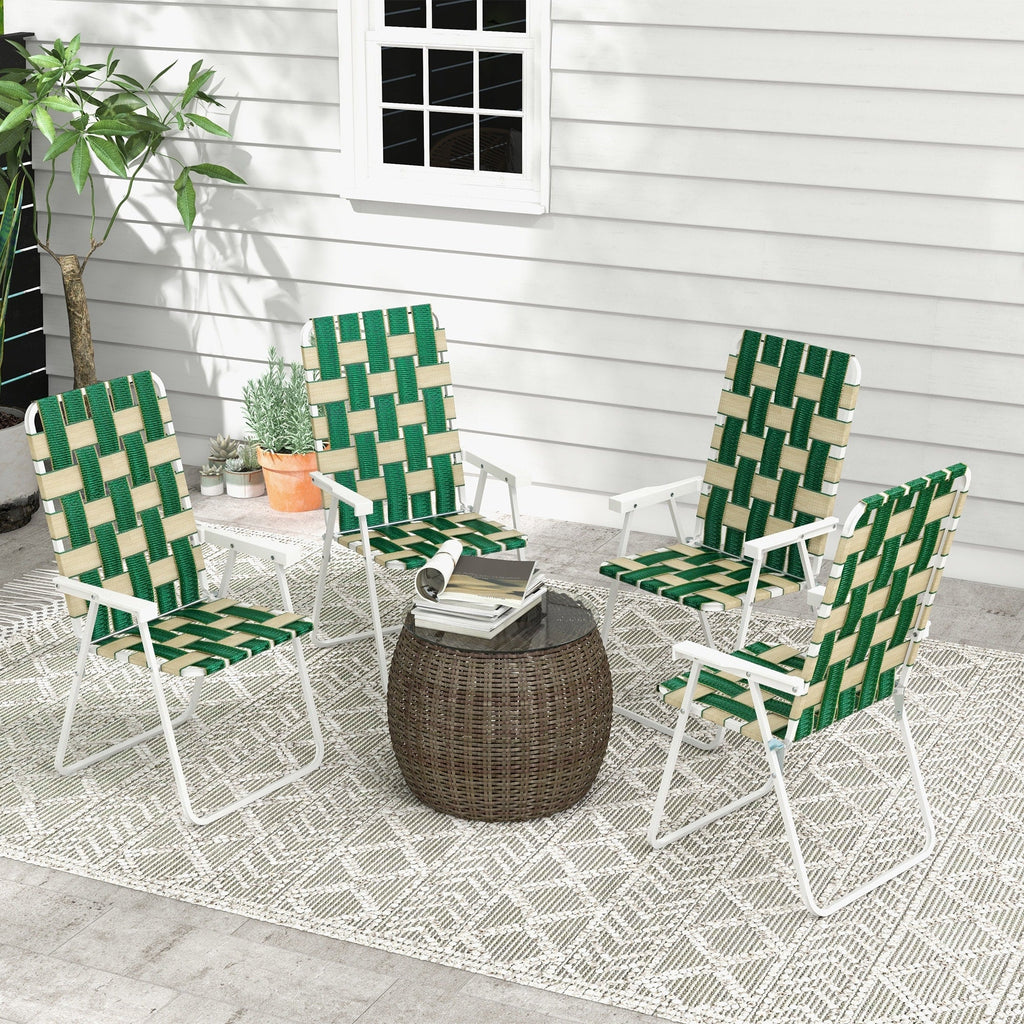 Outsunny Set of 4 Patio Folding Chairs, Classic Outdoor Camping Chairs, Portable Lawn Chairs for Camping