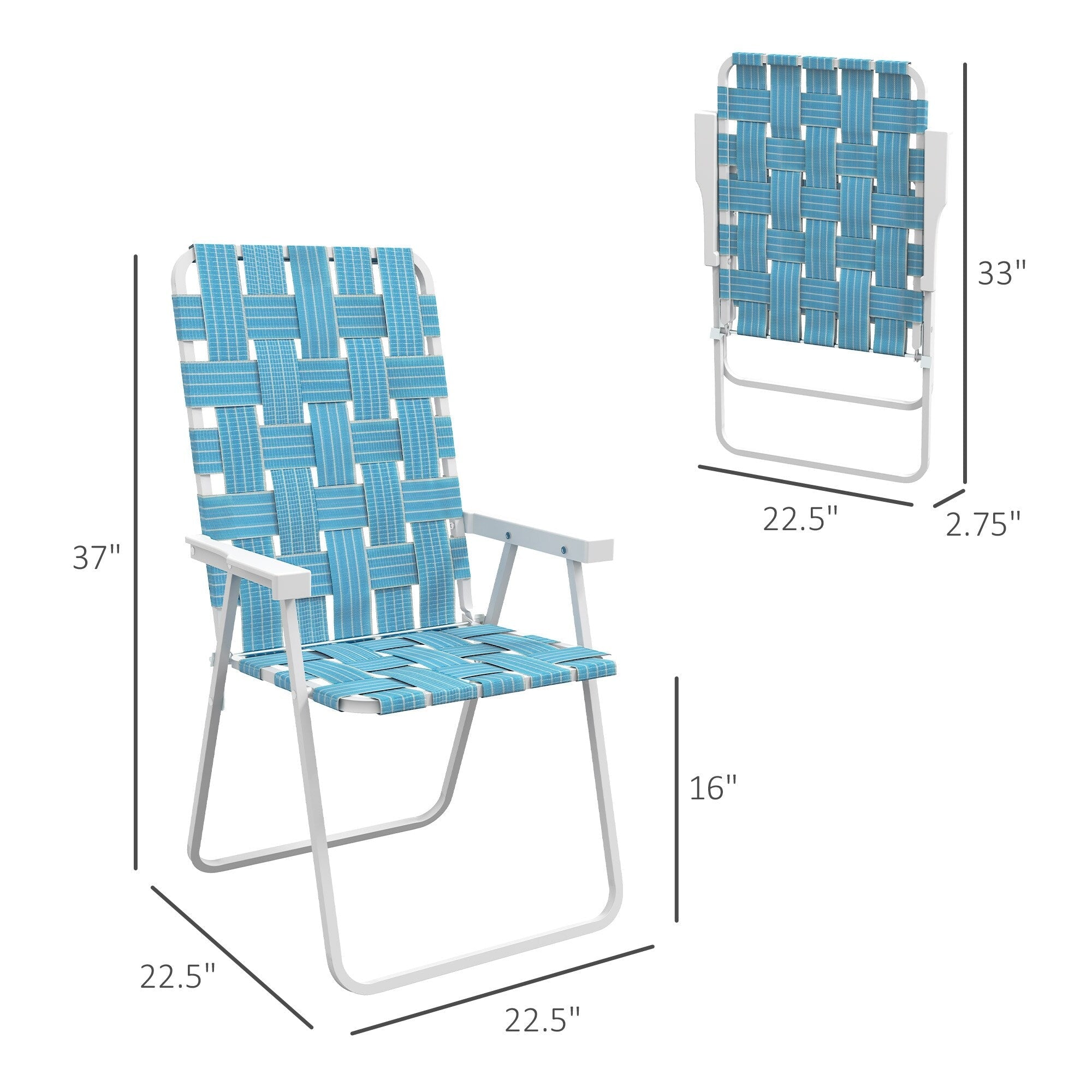 Outsunny Set of 4 Patio Folding Chairs, Classic Outdoor Camping Chairs, Portable Lawn Chairs for Camping
