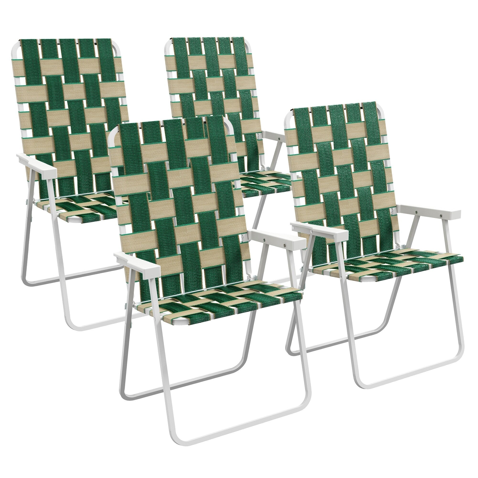 Outsunny Set of 4 Patio Folding Chairs, Classic Outdoor Camping Chairs, Portable Lawn Chairs for Camping
