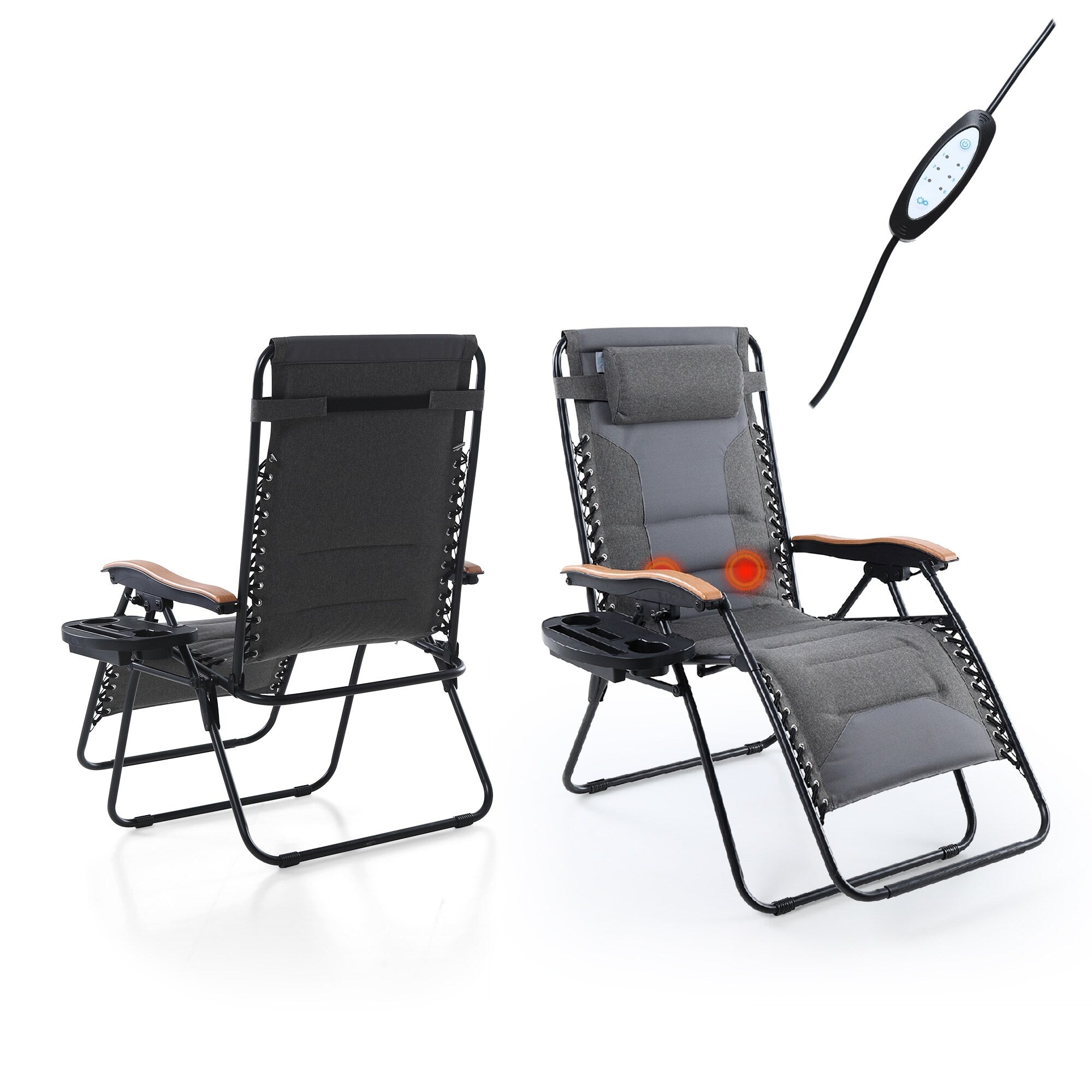 Oversize XL Padded Zero Gravity Lounge Chair Wider Armrest Adjustable Recliner with Cup Holder - N/A