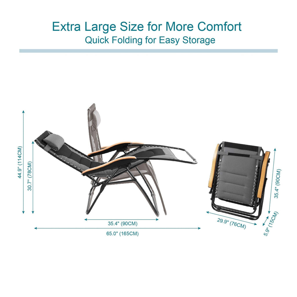 Oversize XL Padded Zero Gravity Lounge Chair Wider Armrest Adjustable Recliner with Cup Holder - N/A
