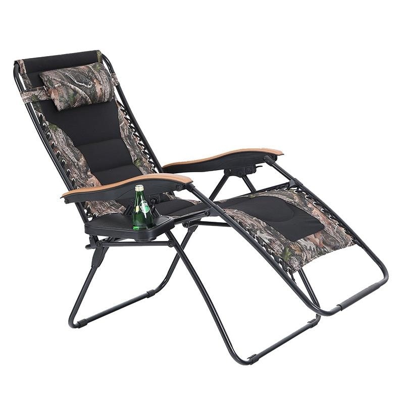 Oversize XL Padded Zero Gravity Lounge Chair Wider Armrest Adjustable Recliner with Cup Holder - N/A
