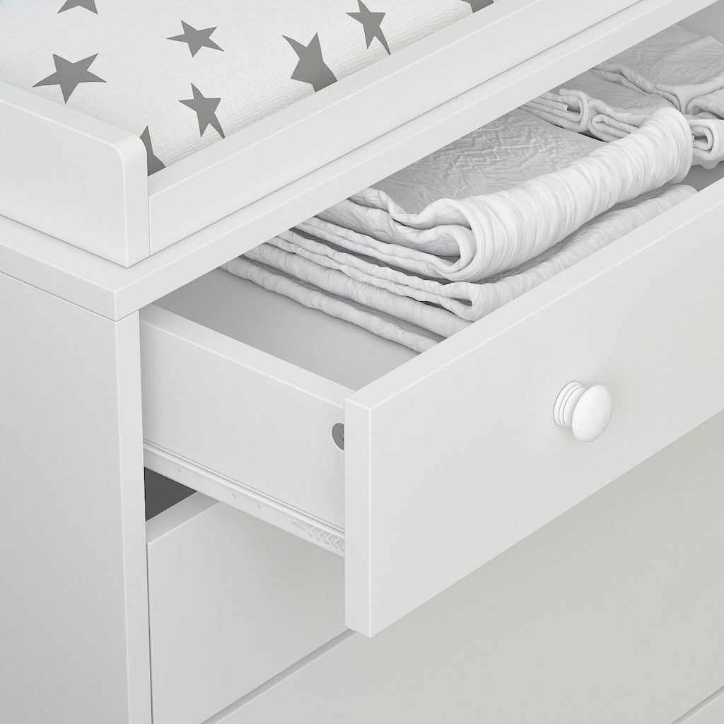 Premium White 5-Drawer Dresser with Baby Changing Table by Kerrogee - 47.2L
