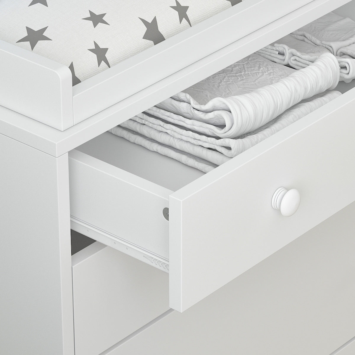Premium White 5-Drawer Dresser with Baby Changing Table by Kerrogee - 47.2L