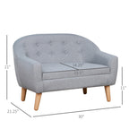 Qaba Kids Sofa Linen Fabric Wooden 2 Seat Armrest Children Chair Cozy