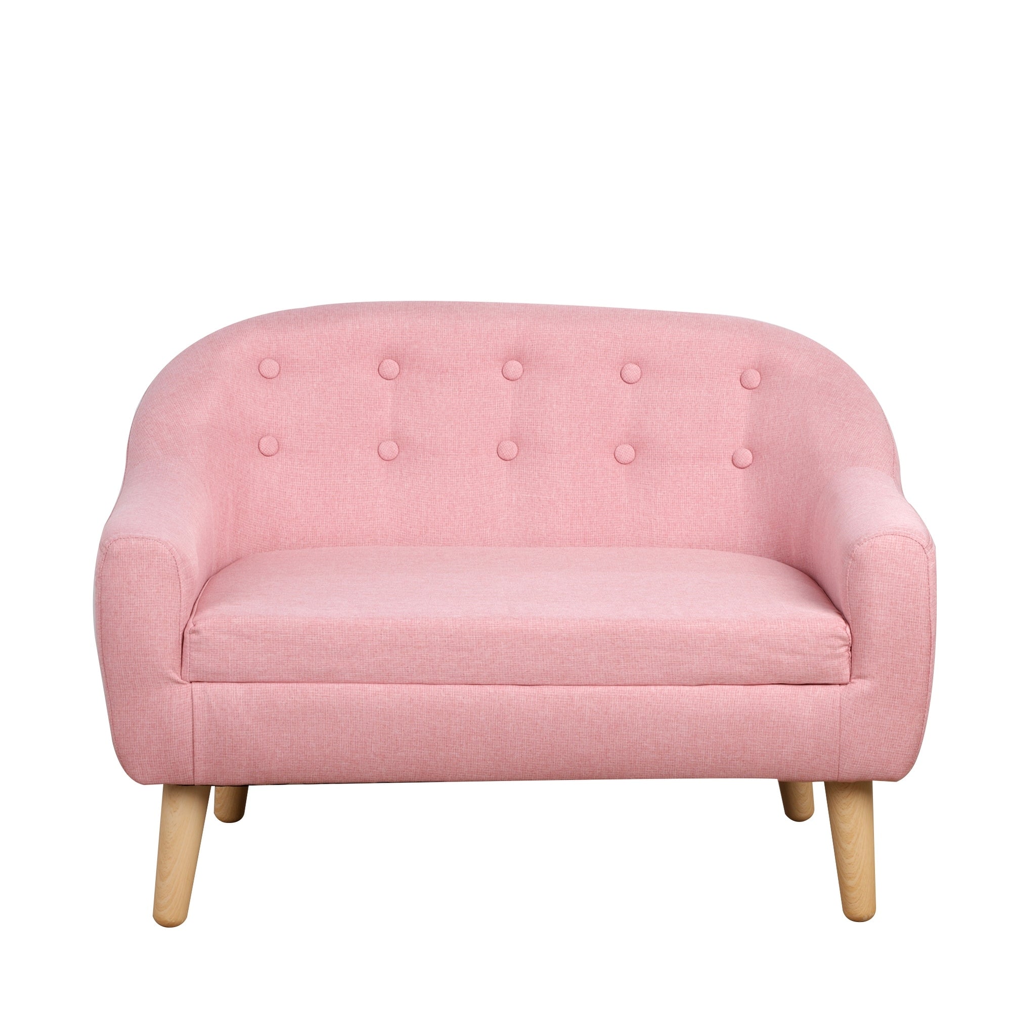 Qaba Kids Sofa Linen Fabric Wooden 2 Seat Armrest Children Chair Cozy