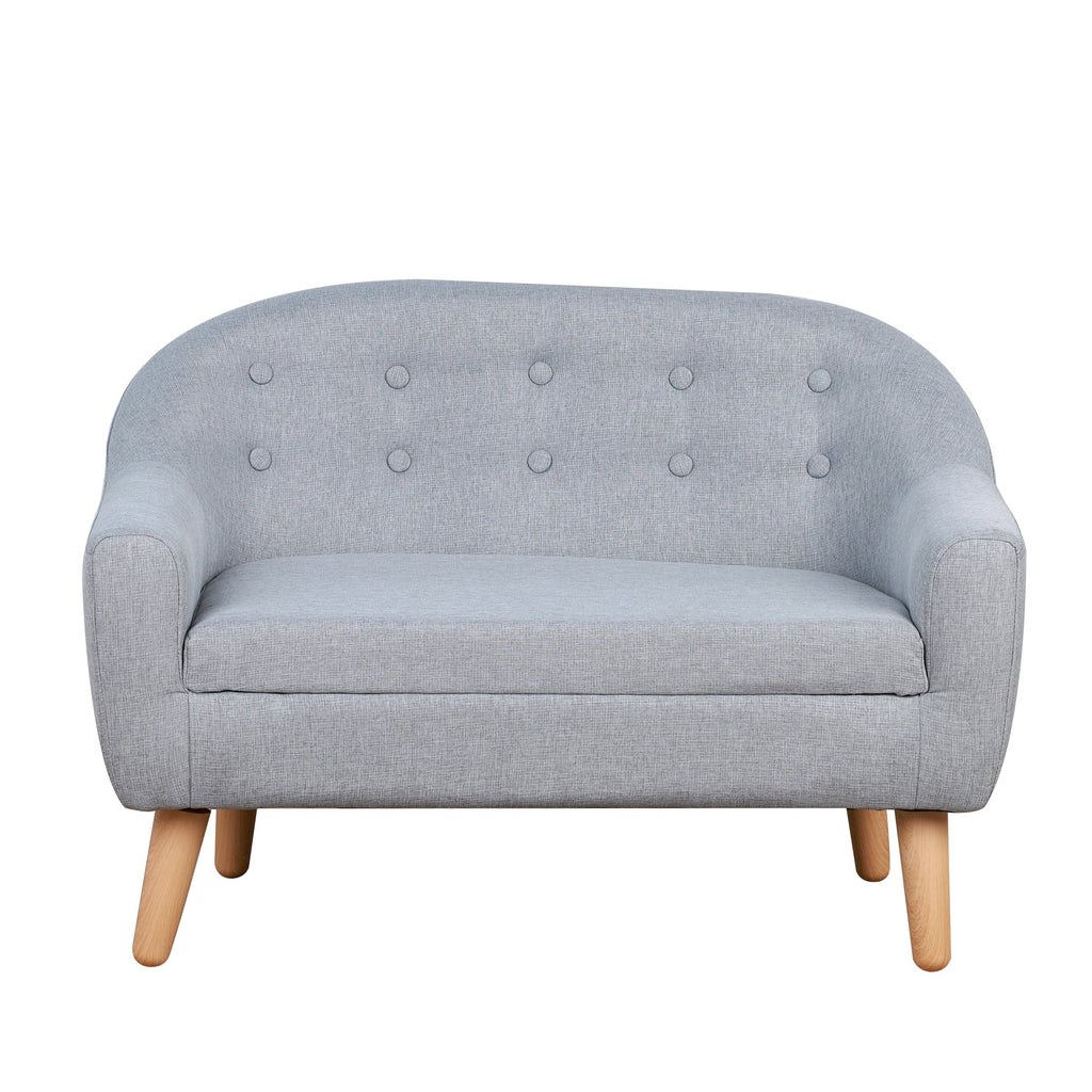 Qaba Kids Sofa Linen Fabric Wooden 2 Seat Armrest Children Chair Cozy