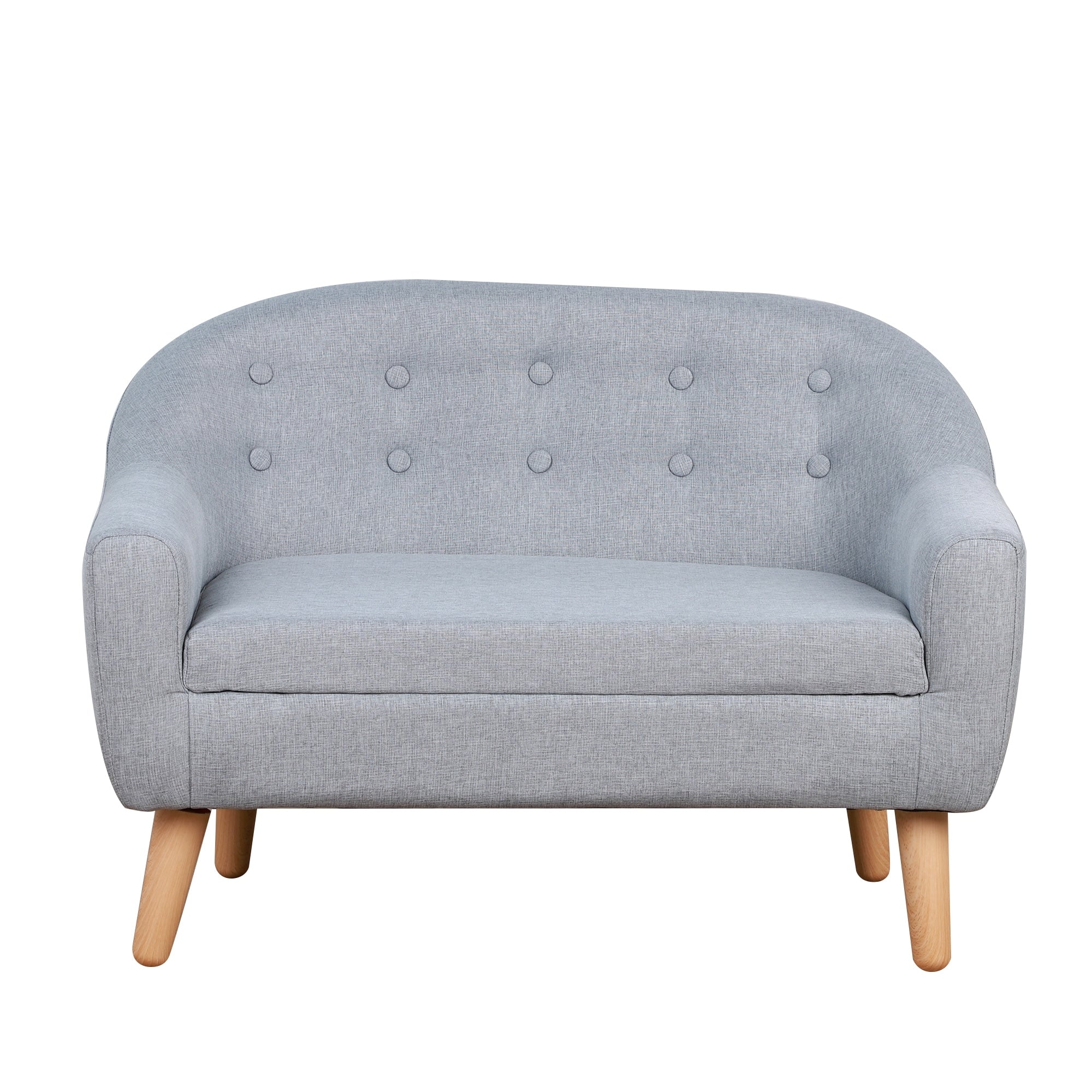 Qaba Kids Sofa Linen Fabric Wooden 2 Seat Armrest Children Chair Cozy