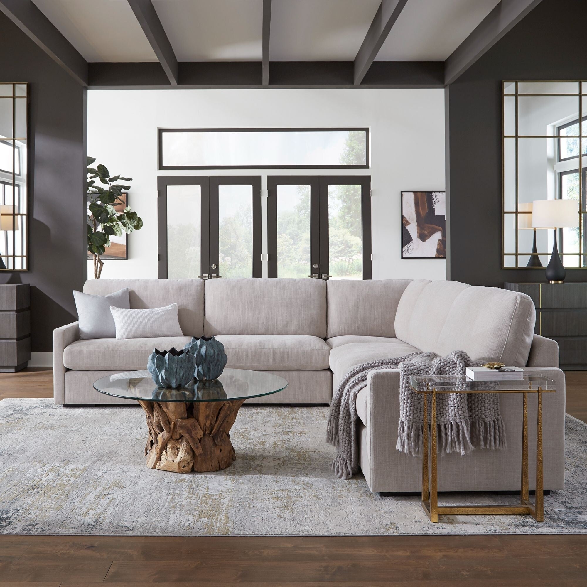 Refuge Solid Modular Right Arm Seat for Sectional Sofa - 43.25 - Sand Gray