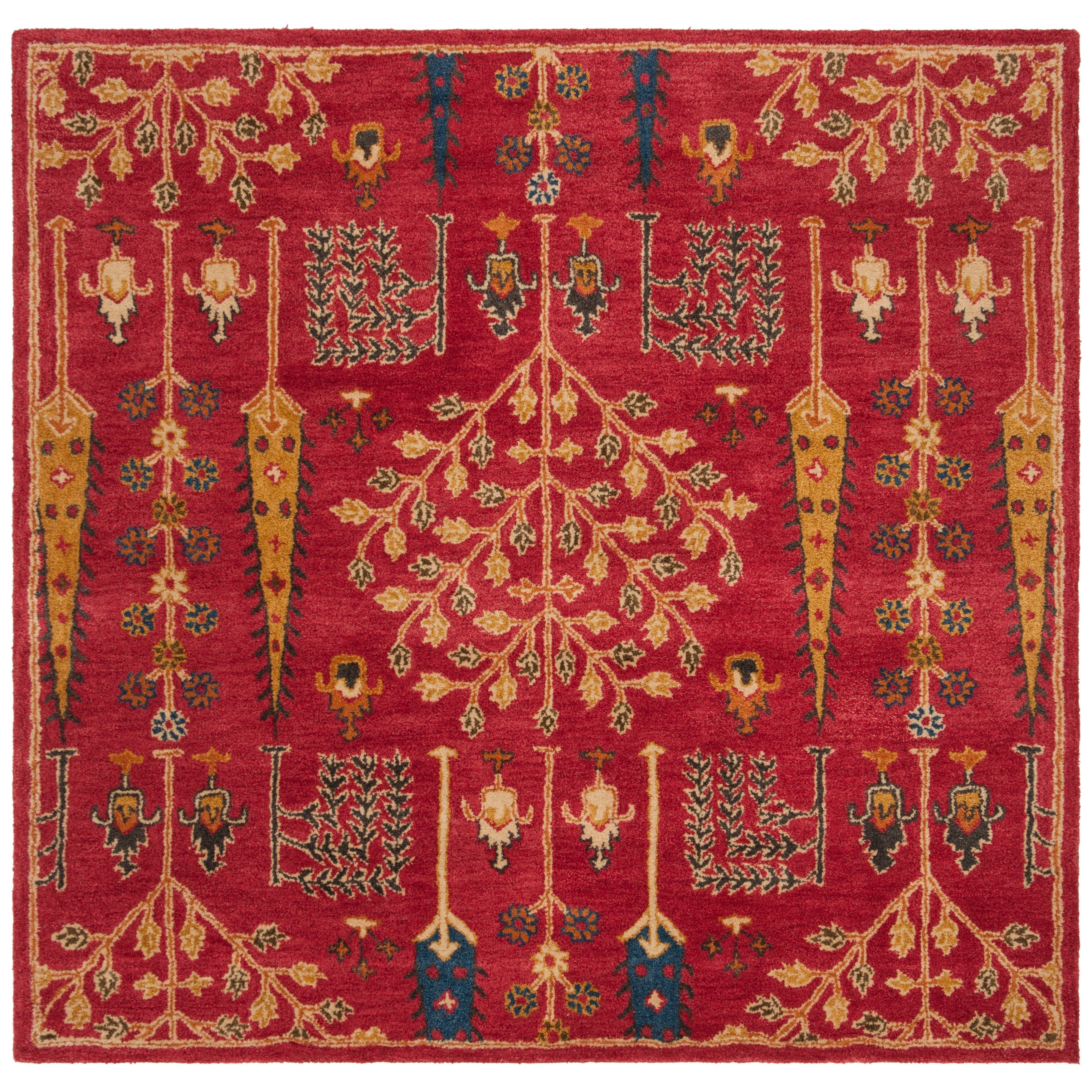 SAFAVIEH Handmade Heritage Picture Block Floral Traditional Oriental Wool Rug