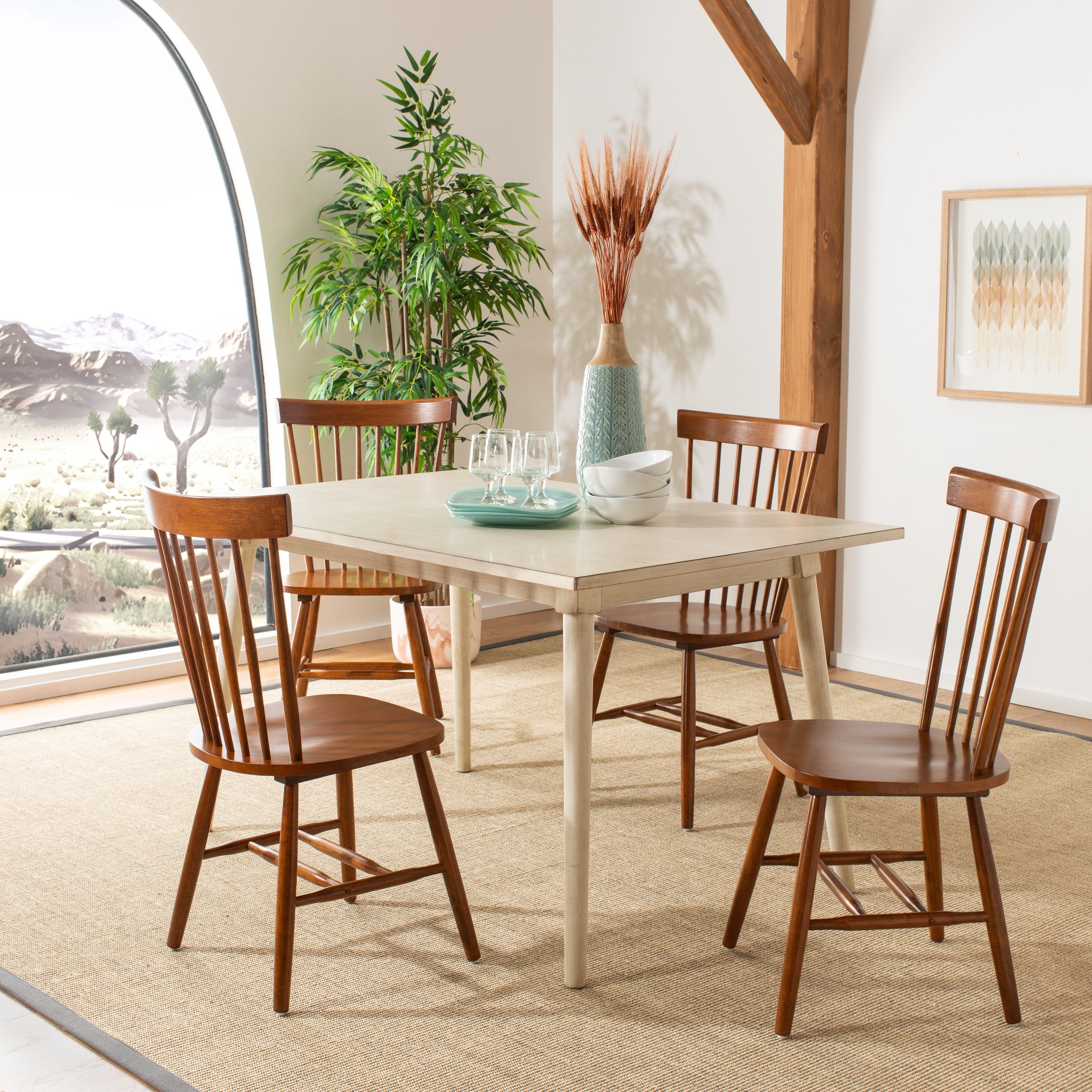 SAFAVIEH Suhair Spindle Farmhouse Dining Chair (Set of 2) - 20.5 x 21 x 36 - 21W x 21D x 36H