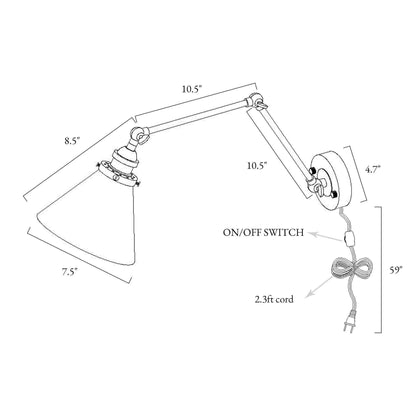 2 Set Modern Swing Arm Lights Adjustable Plug-in Hardwired Wall Sconces