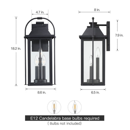 Brits Black Outdoor Wall Lantern Sconce Light