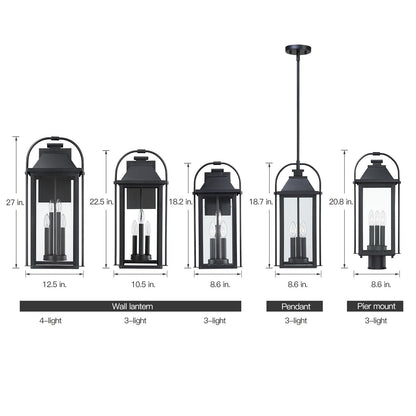 Brits Black Outdoor Wall Lantern Sconce Light