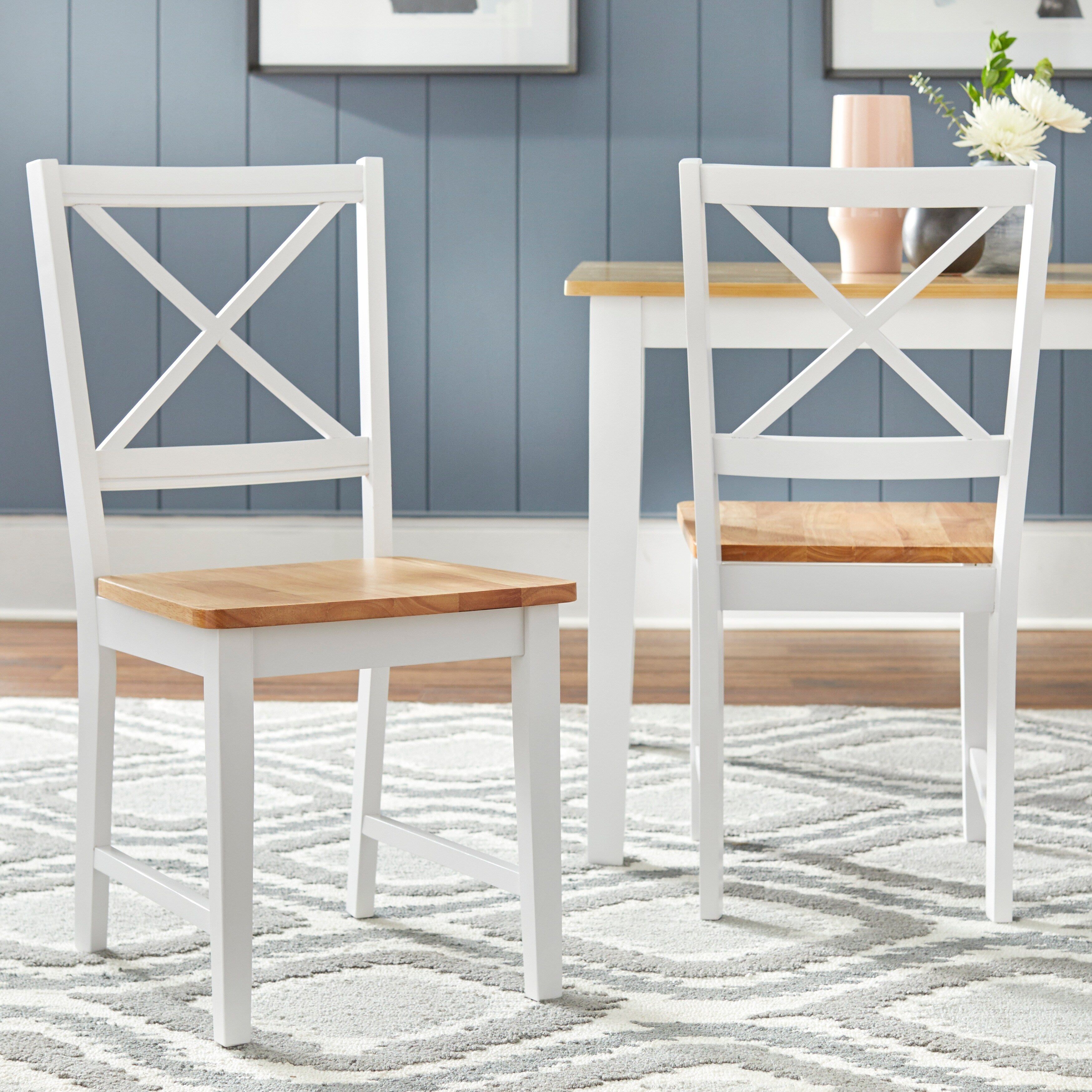 Simple Living Crossback White/ Natural 7-piece Dining Set