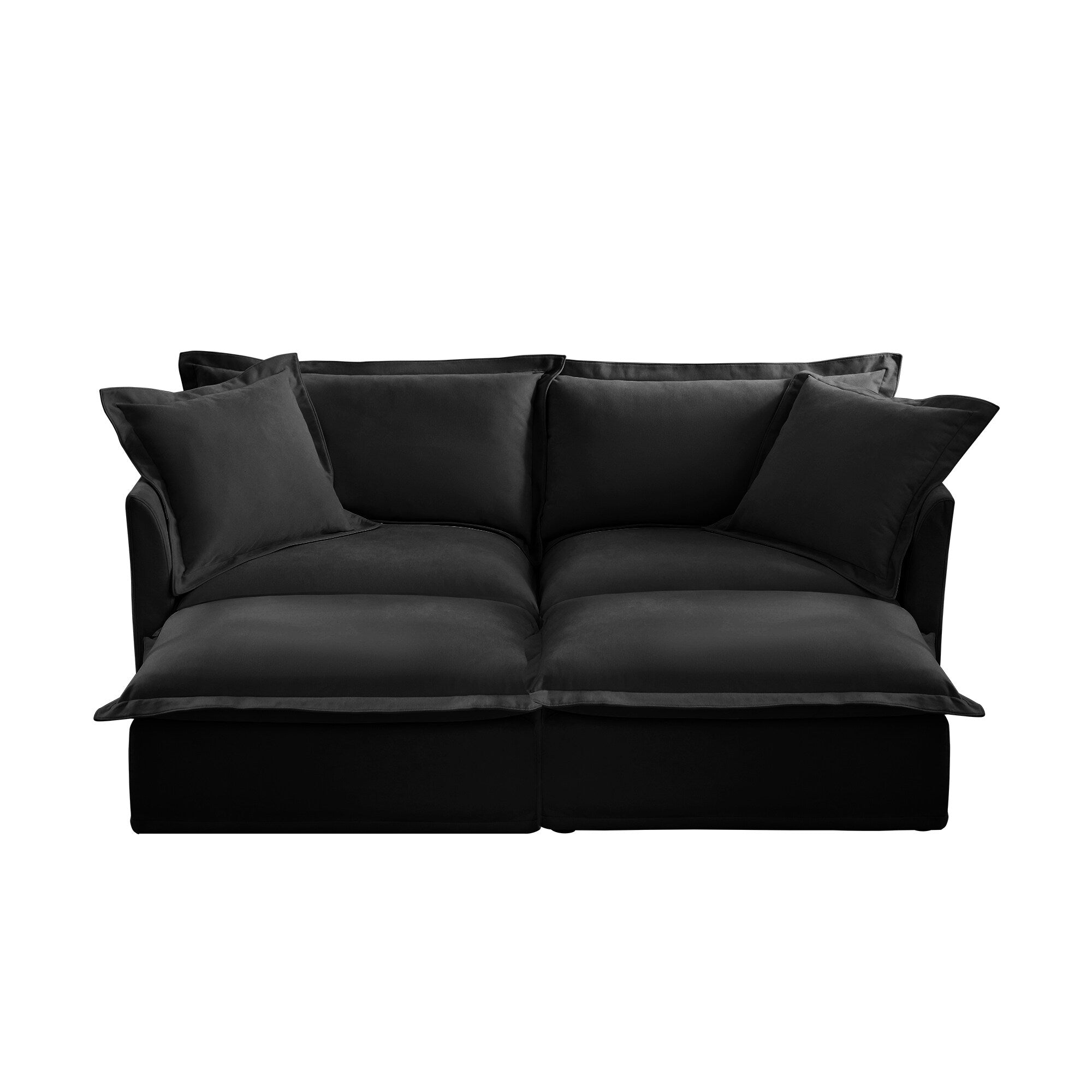 Slipcovered Sofa 2 Seater Sofa With 2 Ottomans, 2 Seater Sleeper Sofa Bed Home Theater Oversized Sofa