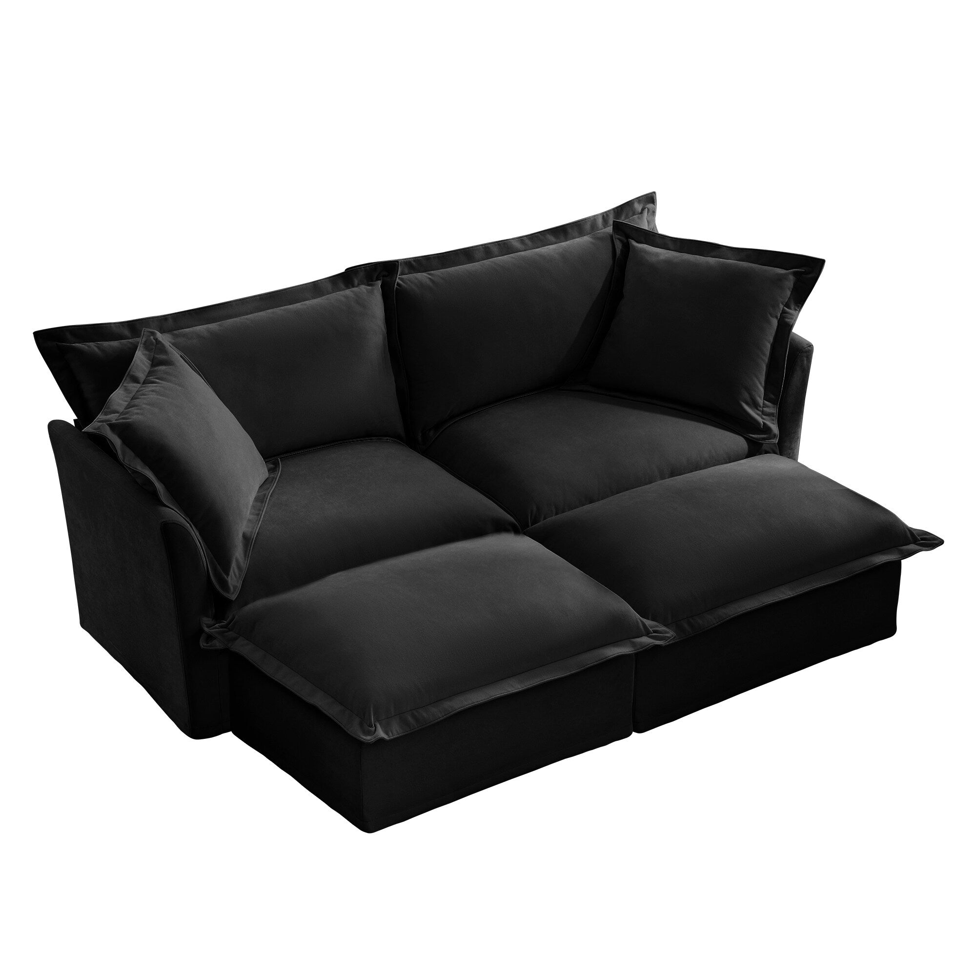 Slipcovered Sofa 2 Seater Sofa With 2 Ottomans, 2 Seater Sleeper Sofa Bed Home Theater Oversized Sofa