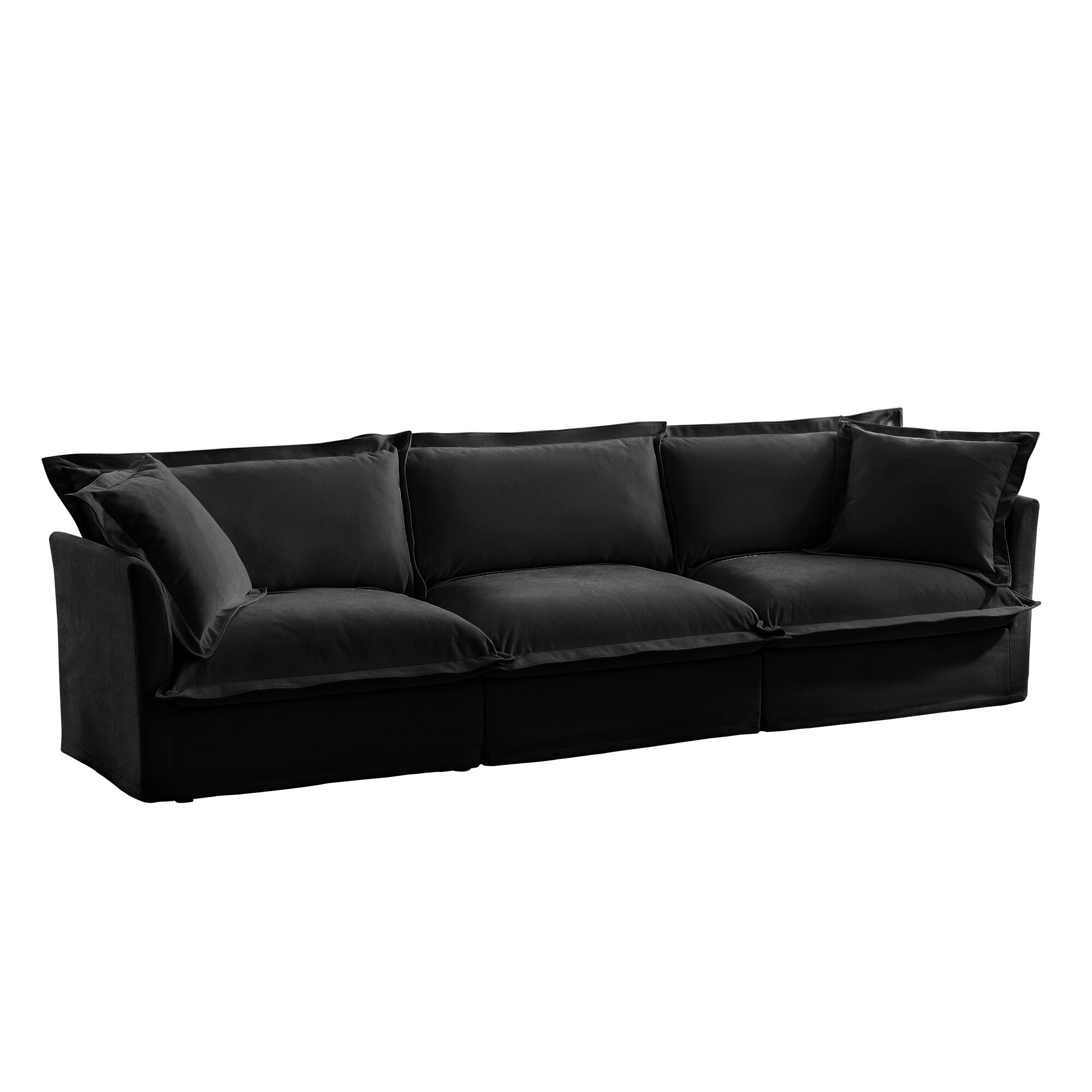 Slipcovered Sofa Couch, Modern 3 Seater Sofa with Suppleness Armrests, Chenille Fleece Deep Seat Sofa