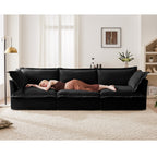 Slipcovered Sofa Couch, Modern 3 Seater Sofa with Suppleness Armrests, Chenille Fleece Deep Seat Sofa