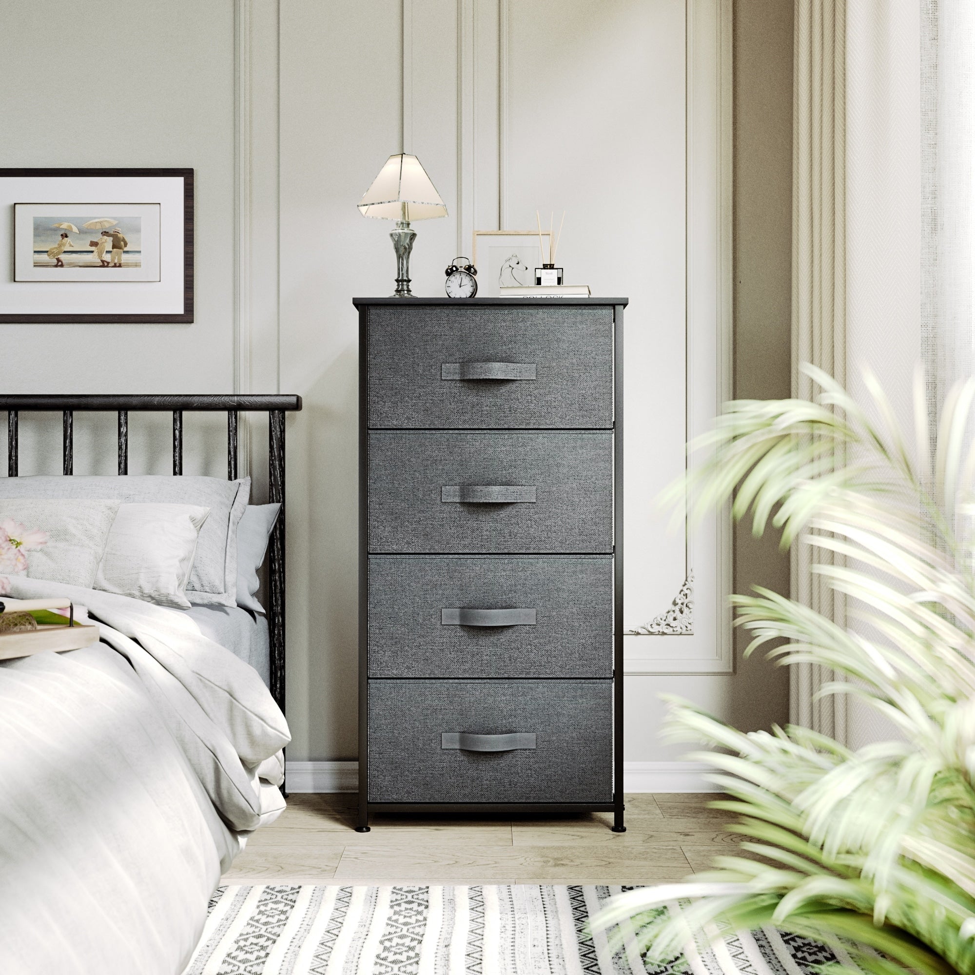 Modern 4/8/10-drawer Bedroom Fabric Dresser Storage Tower with Wood Top