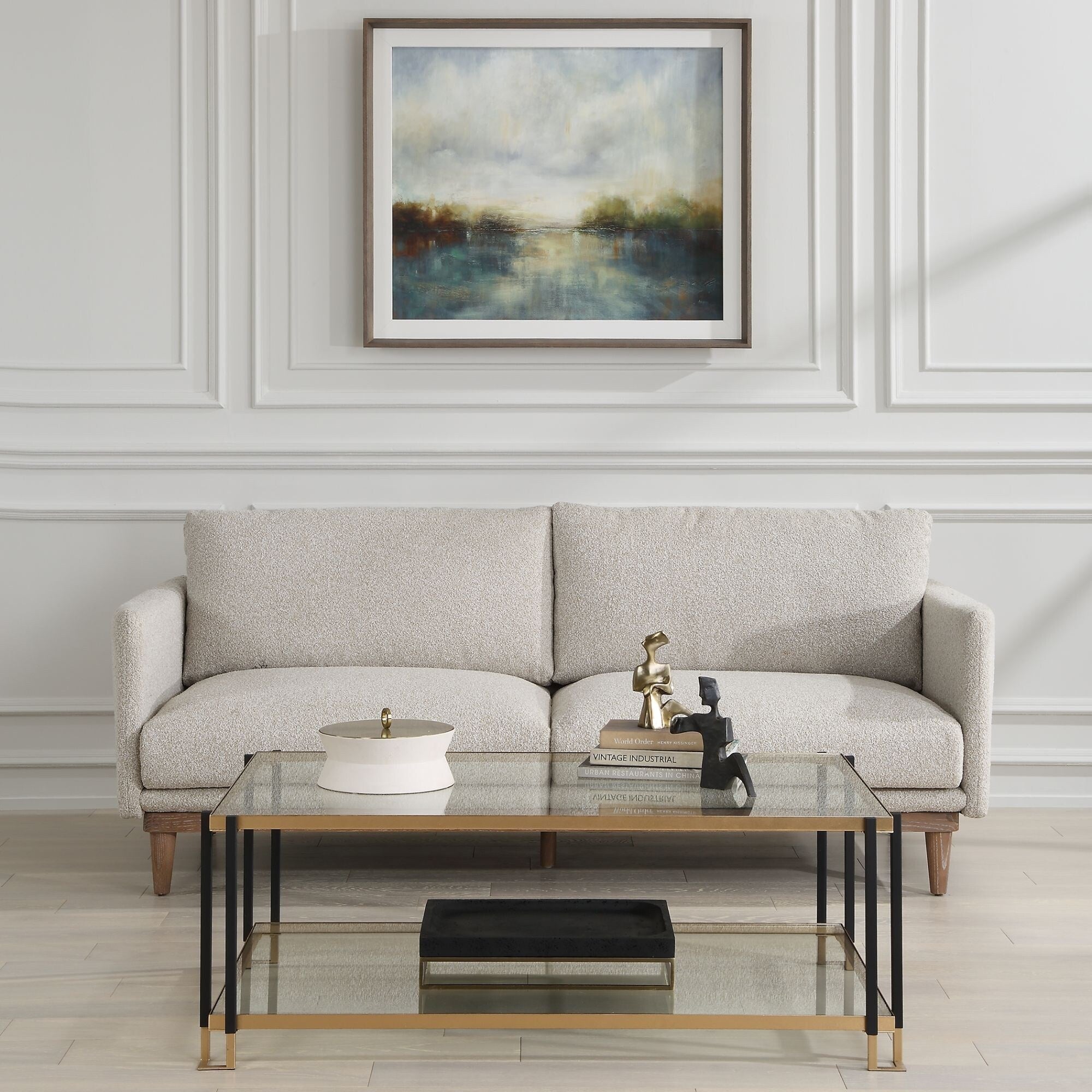 Solid Loveseat Sofa - 83 - Sand Gray