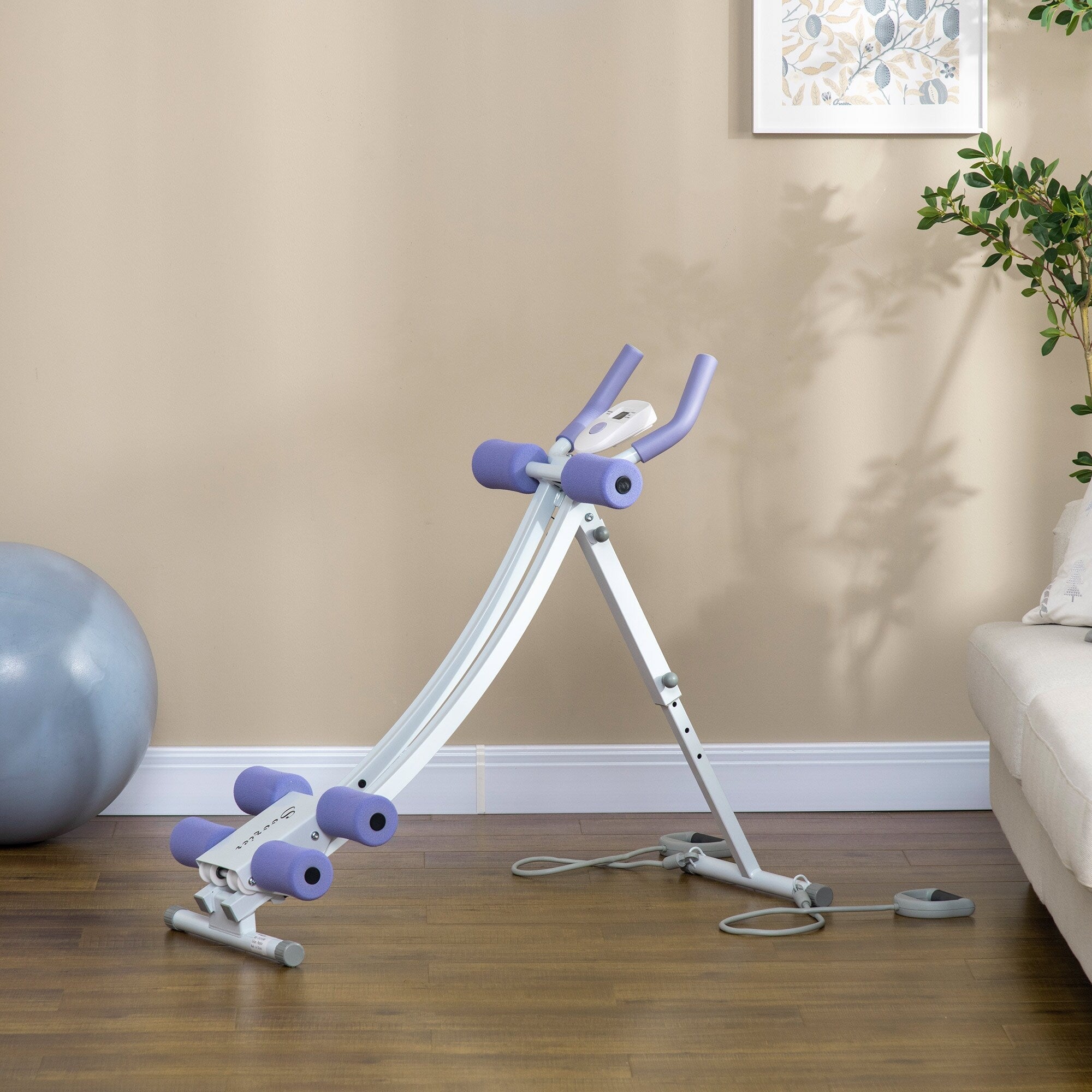 Soozier Foldable Ab Workout Equipment, Ab Machine with Four Adjustable Angles and Resistance Bands for Core and Stomach Exercise
