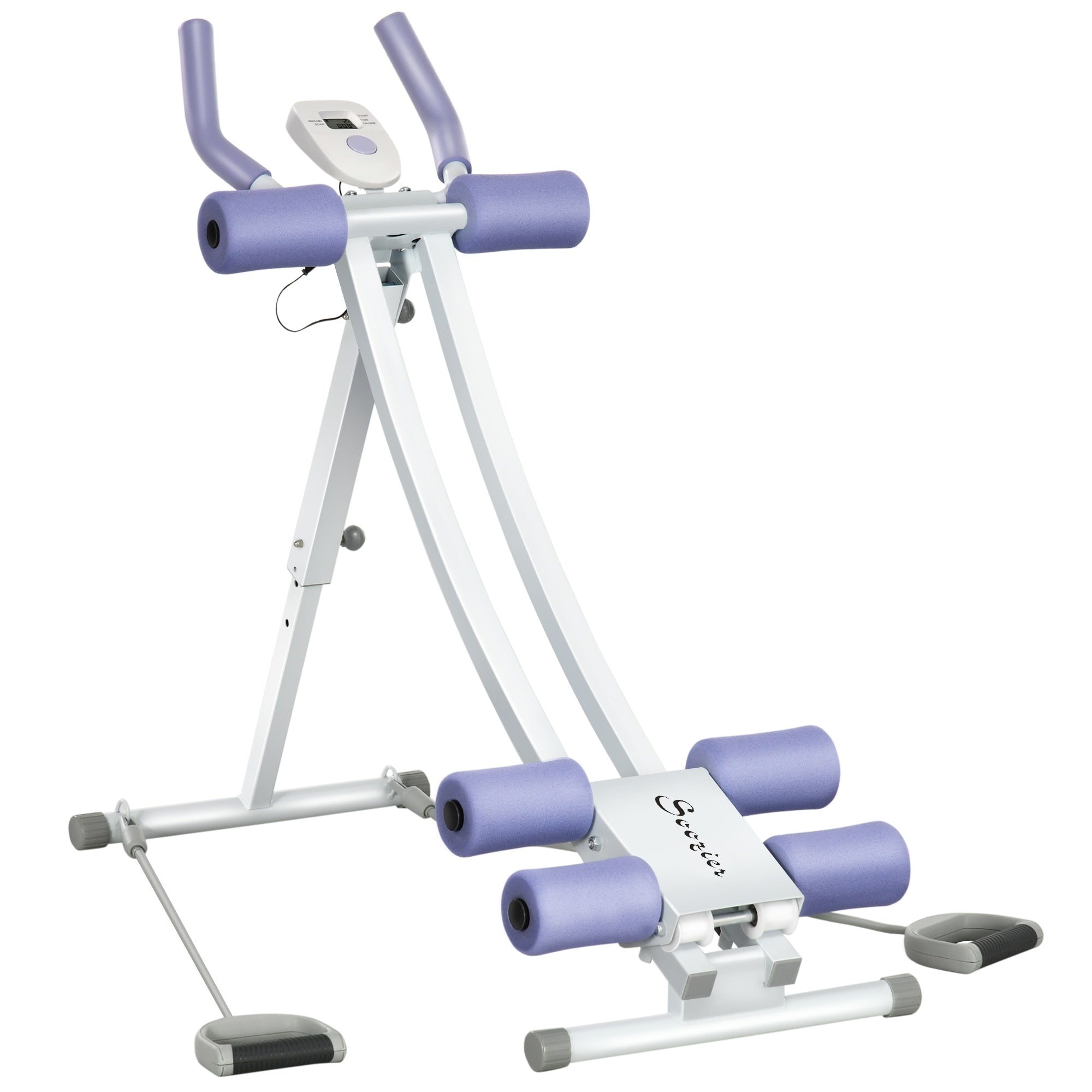Soozier Foldable Ab Workout Equipment, Ab Machine with Four Adjustable Angles and Resistance Bands for Core and Stomach Exercise