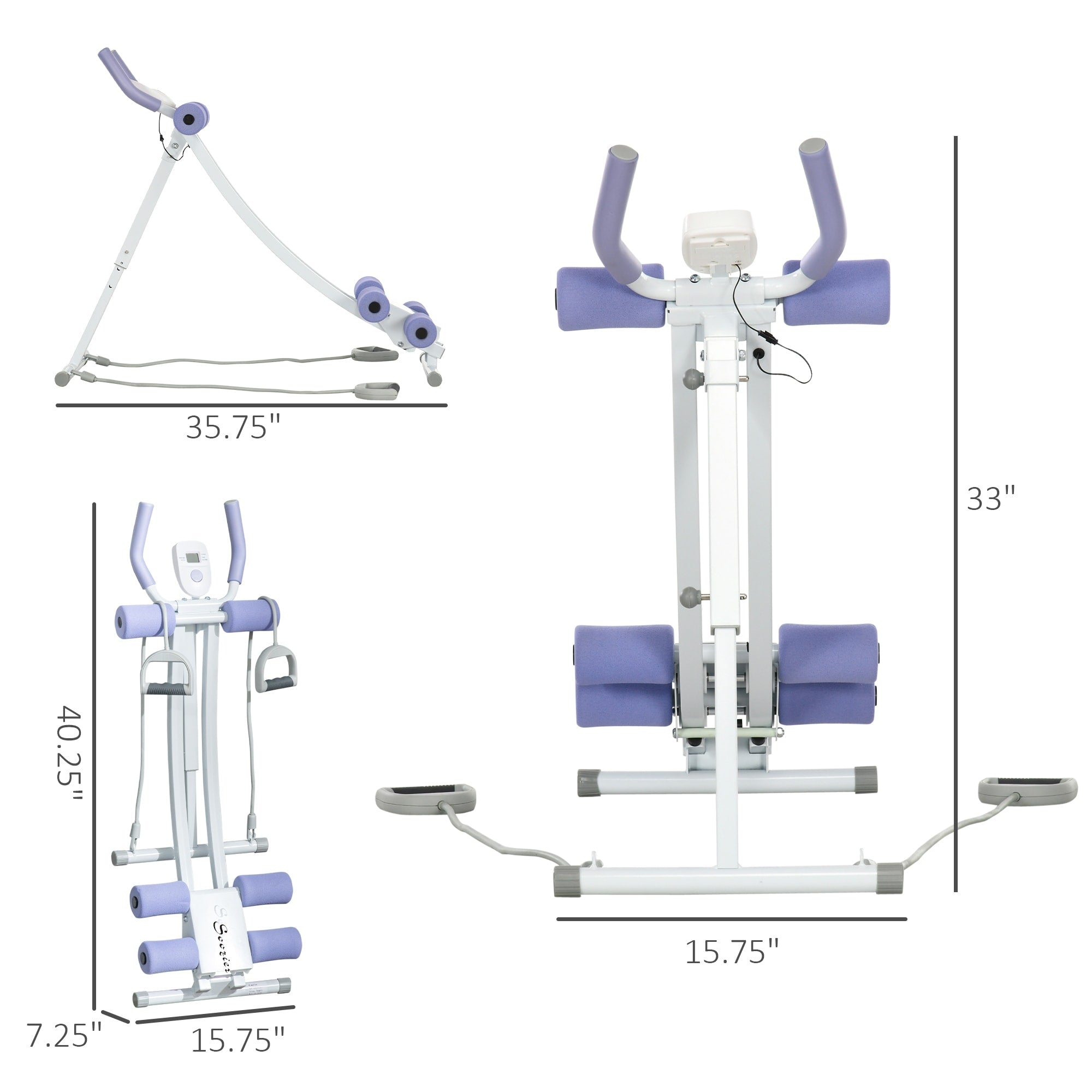 Soozier Foldable Ab Workout Equipment, Ab Machine with Four Adjustable Angles and Resistance Bands for Core and Stomach Exercise