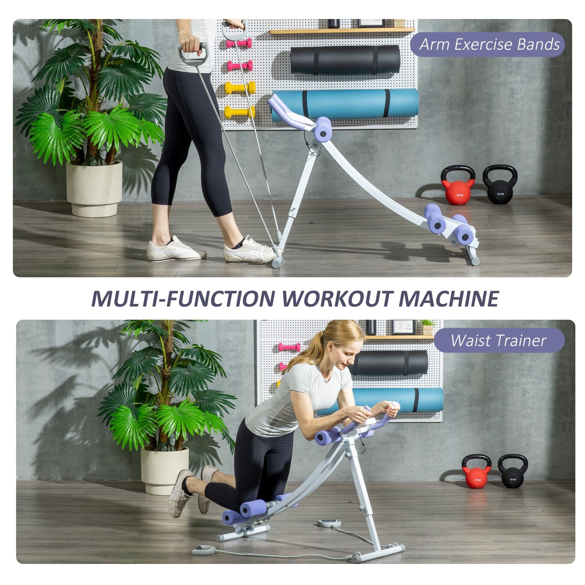 Soozier Foldable Ab Workout Equipment, Ab Machine with Four Adjustable Angles and Resistance Bands for Core and Stomach Exercise