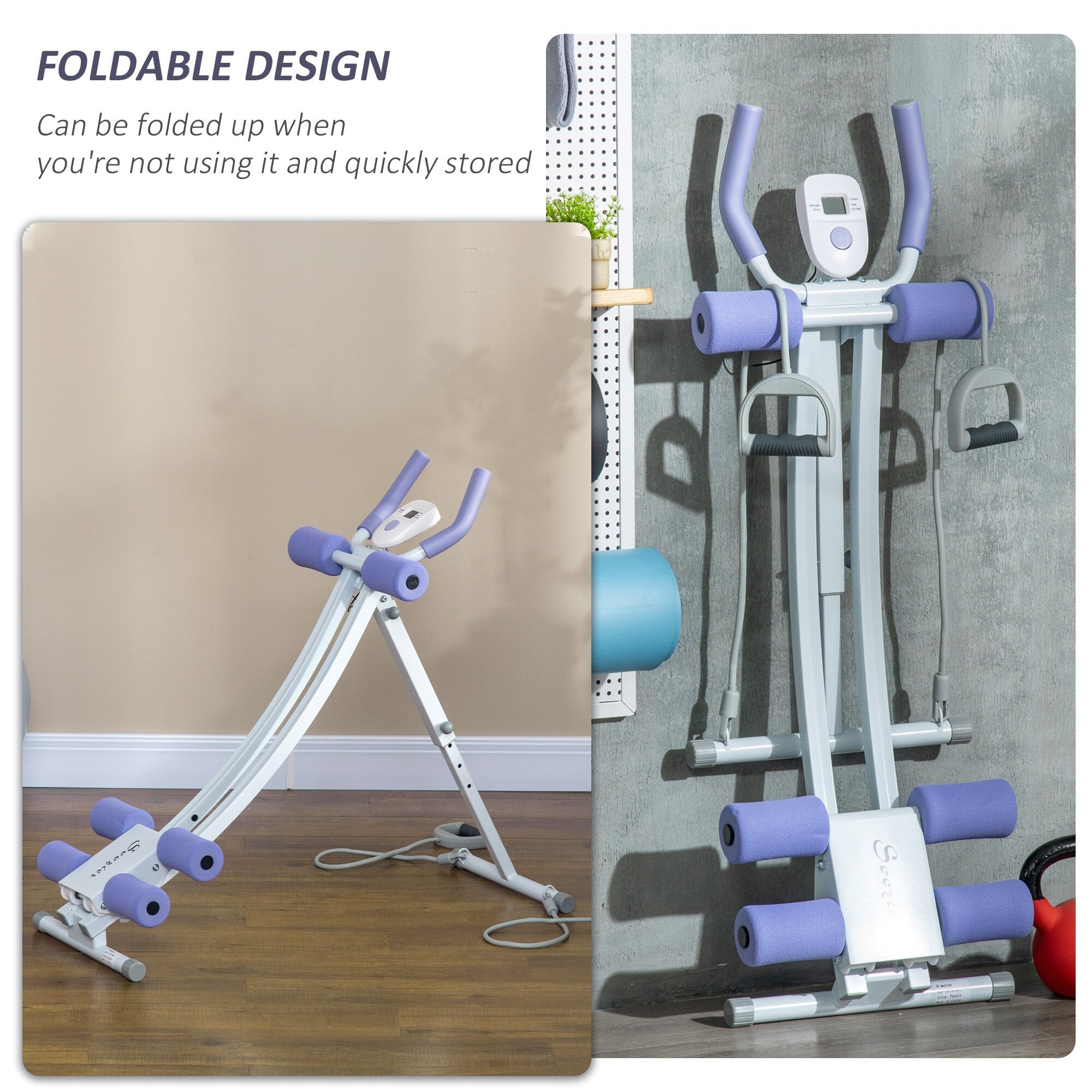 Soozier Foldable Ab Workout Equipment, Ab Machine with Four Adjustable Angles and Resistance Bands for Core and Stomach Exercise