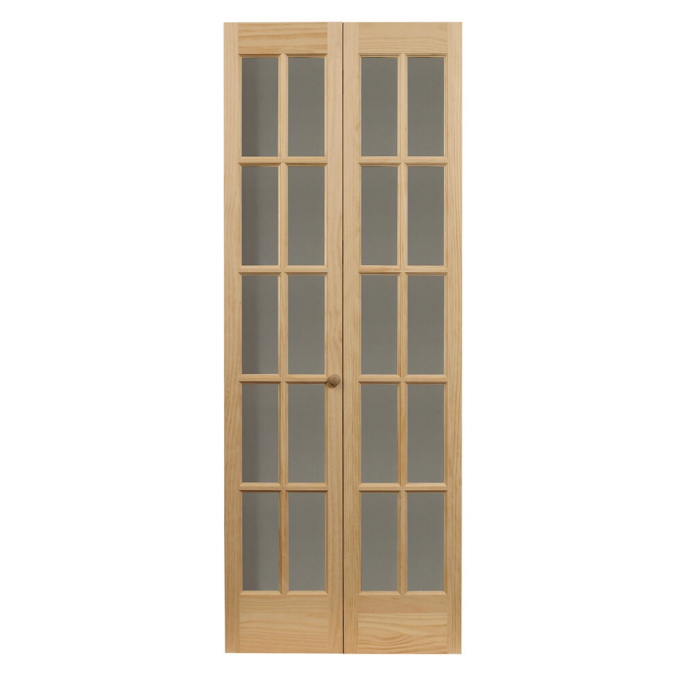 AWC Traditional Divided Glass Unfinished Pine 36-inch Bifold Door