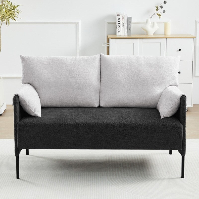 Two-Tone Loveseat Sofa with Wrapped Armrests