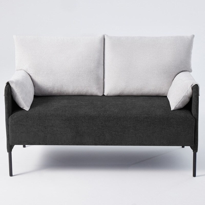 Two-Tone Loveseat Sofa with Wrapped Armrests