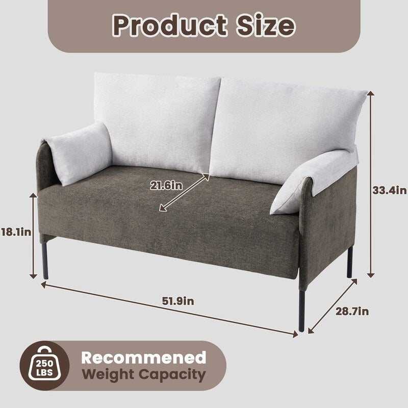 Two-Tone Loveseat Sofa with Wrapped Armrests