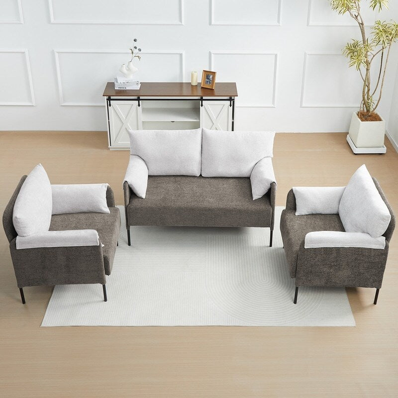 Two-Tone Loveseat Sofa with Wrapped Armrests