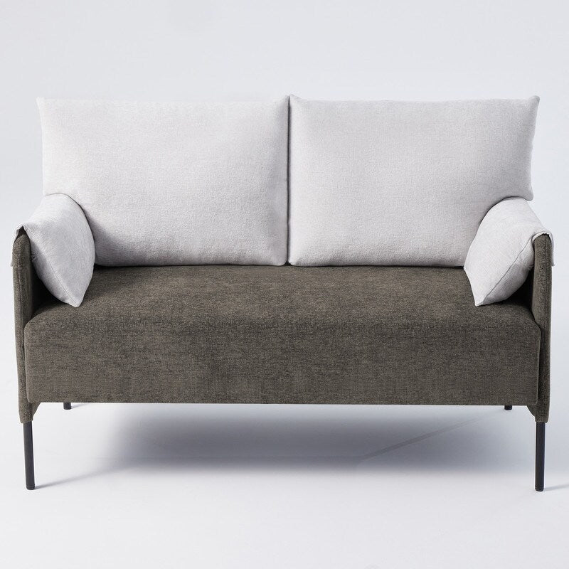 Two-Tone Loveseat Sofa with Wrapped Armrests