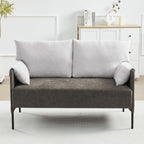 Two-Tone Loveseat Sofa with Wrapped Armrests