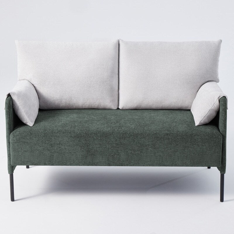 Two-Tone Loveseat Sofa with Wrapped Armrests