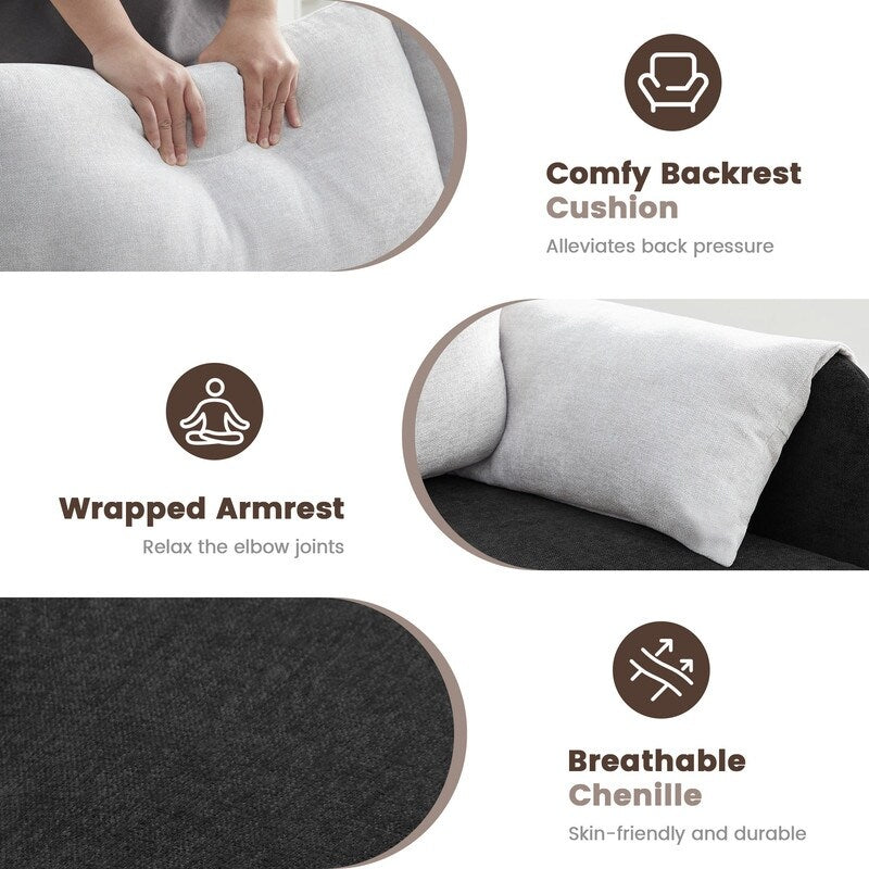 Two-Tone Loveseat Sofa with Wrapped Armrests