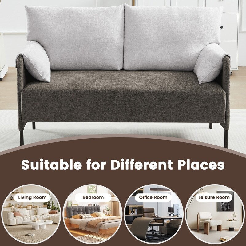 Two-Tone Loveseat Sofa with Wrapped Armrests