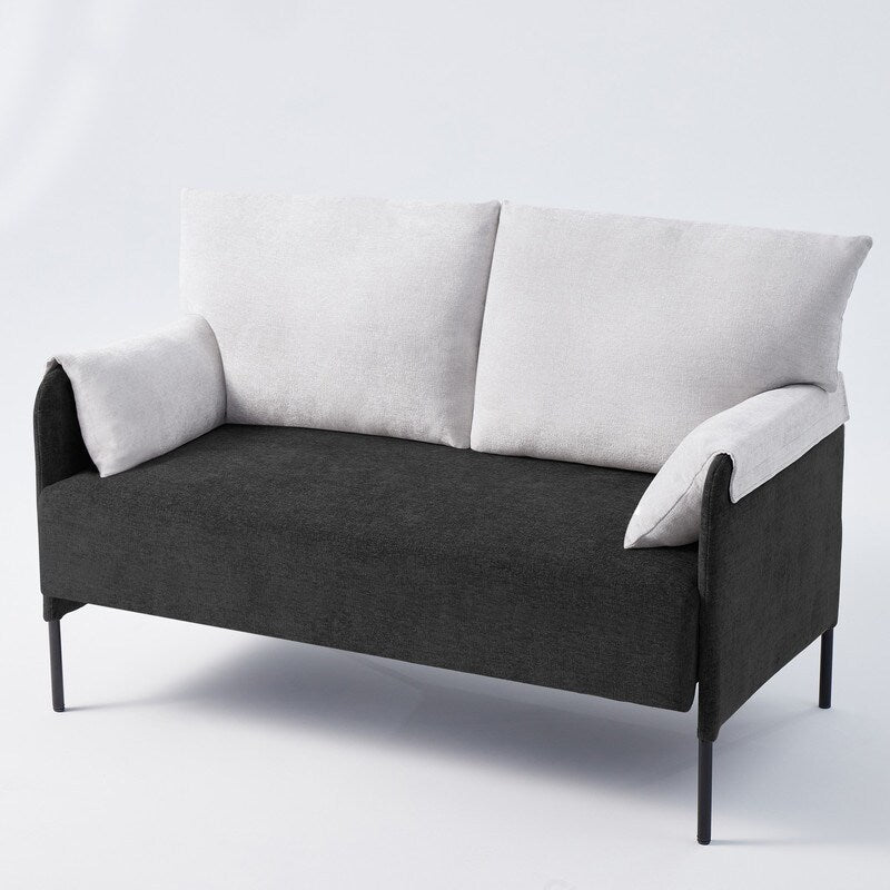 Two-Tone Loveseat Sofa with Wrapped Armrests