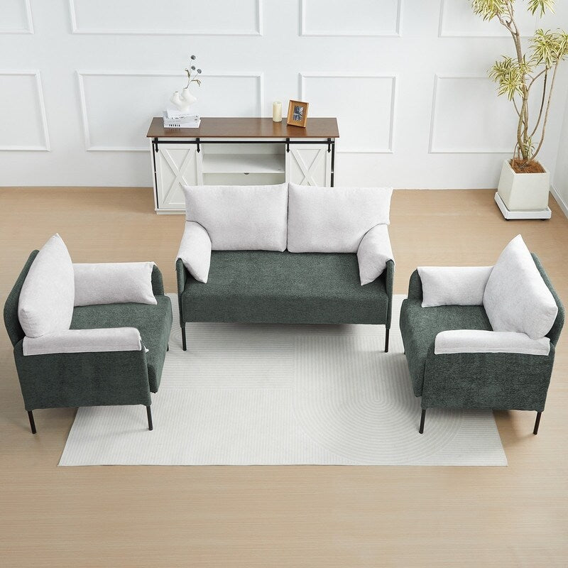 Two-Tone Loveseat Sofa with Wrapped Armrests