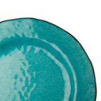10.75 in. Veranda Cracked Glazed Solid Melamine Plastic Dinnerware Plates Set of 4 Dishwasher Safe Indoor Outdoor Blue