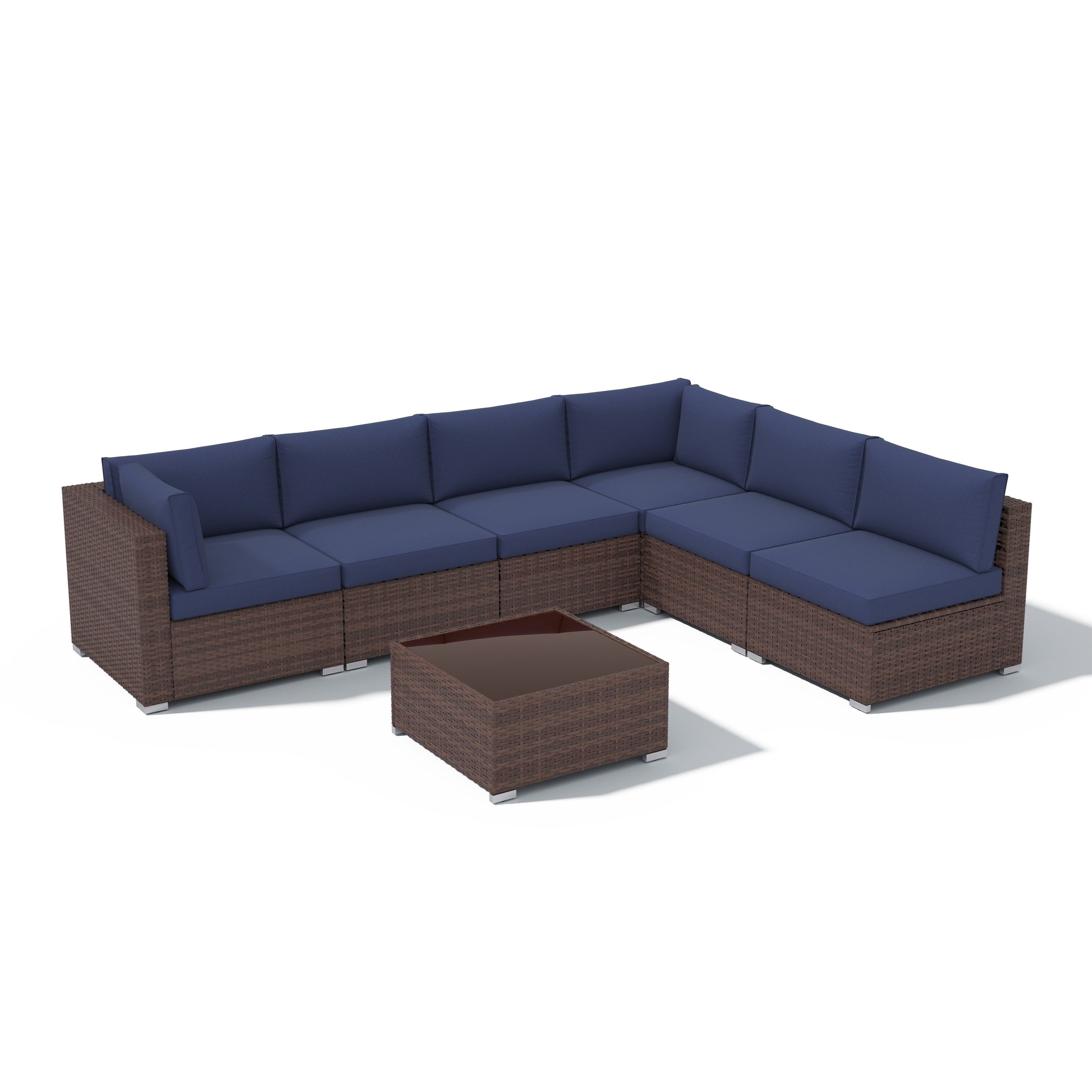 Wicker/ Steel 7-piece Outdoor Cushioned Sectional Sofa Set