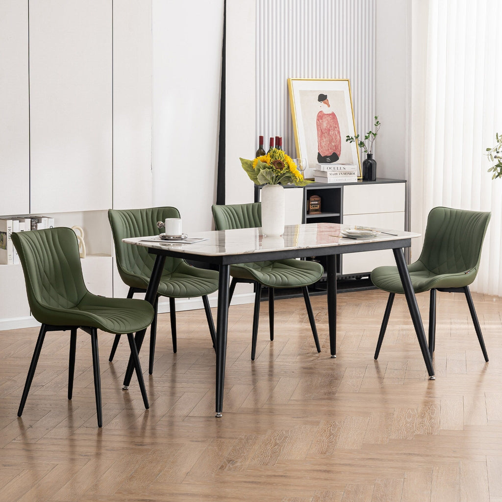 Modern Upholstered Leather Armless Dining Chairs Set of 2