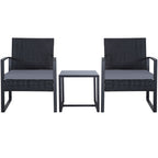 Zenova 3 Piece Outdoor Patio Convensation Set, Wicker Table and Chairs Set of 2, All-Weather Rattan Balcony Furniture Set
