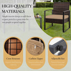 Zenova 3 Piece Outdoor Patio Convensation Set, Wicker Table and Chairs Set of 2, All-Weather Rattan Balcony Furniture Set