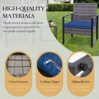 Zenova 3 Piece Outdoor Patio Convensation Set, Wicker Table and Chairs Set of 2, All-Weather Rattan Balcony Furniture Set