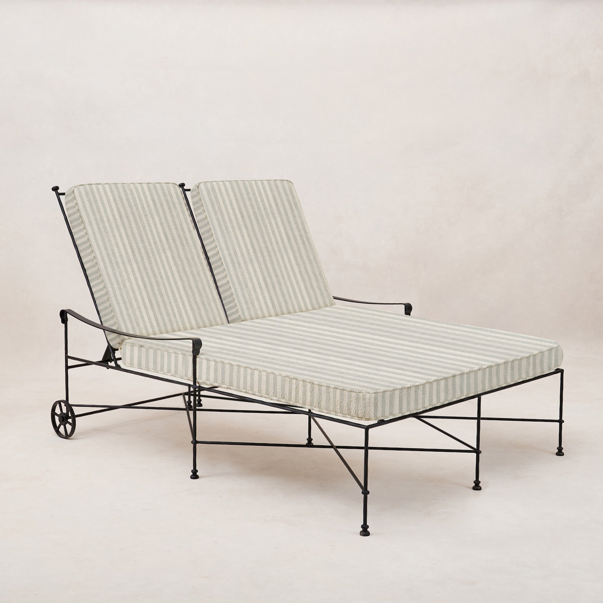Chaise longue double d'extérieur Provence - Rayures brumeuses